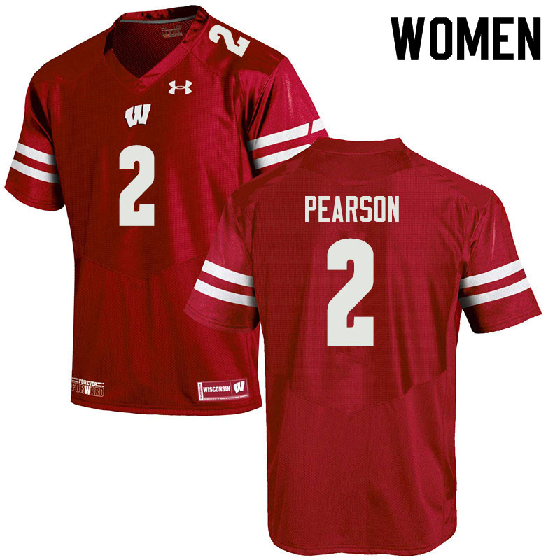 Wisconsin Badgers Women's #2 Reggie Pearson NCAA Under Armour Authentic Red College Stitched Football Jersey HU40B51LE